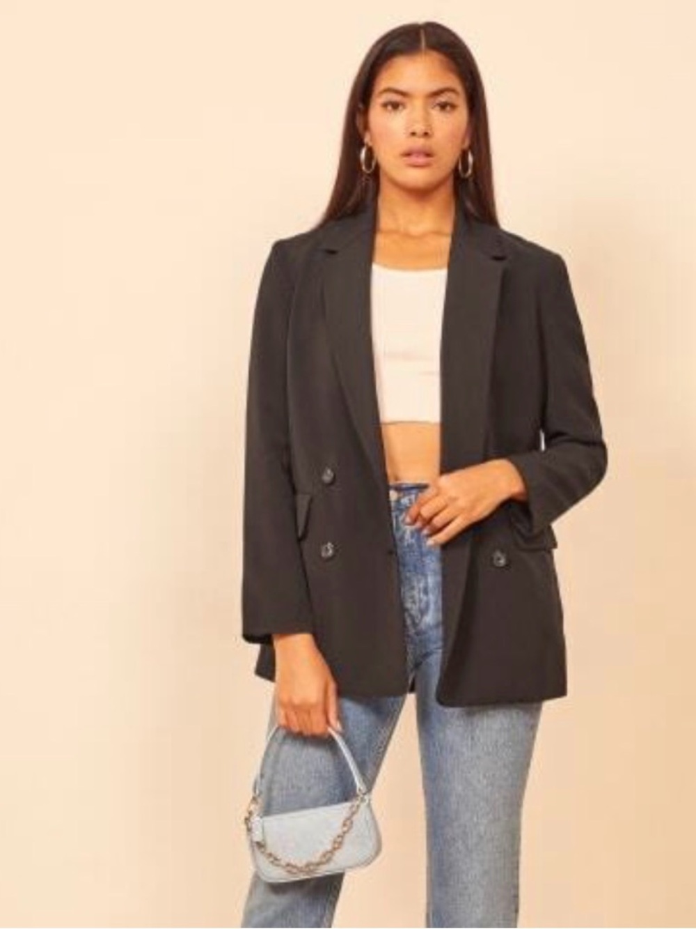 Reformation Black Double-Breasted Blazer
